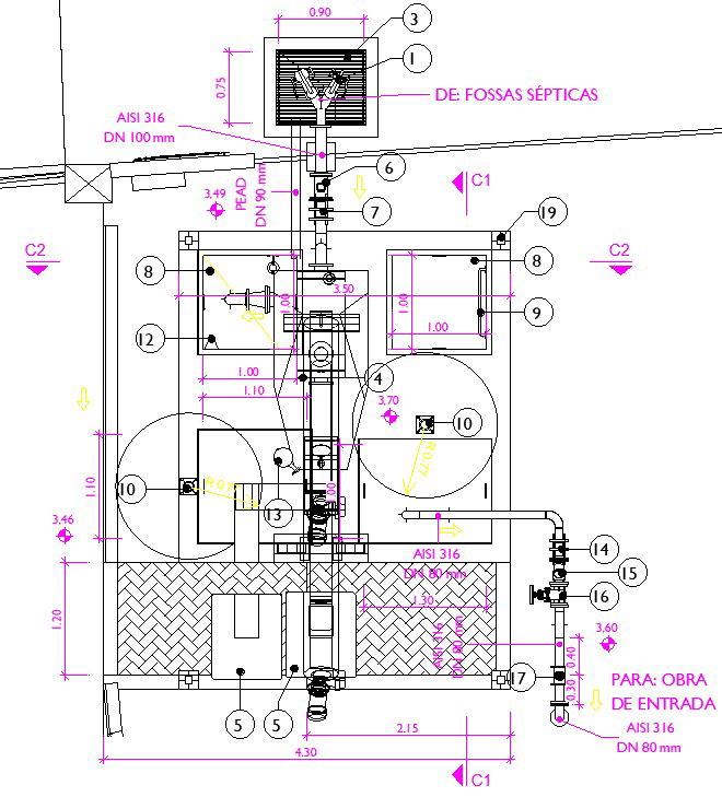 The water treatment machine section view is given in this model