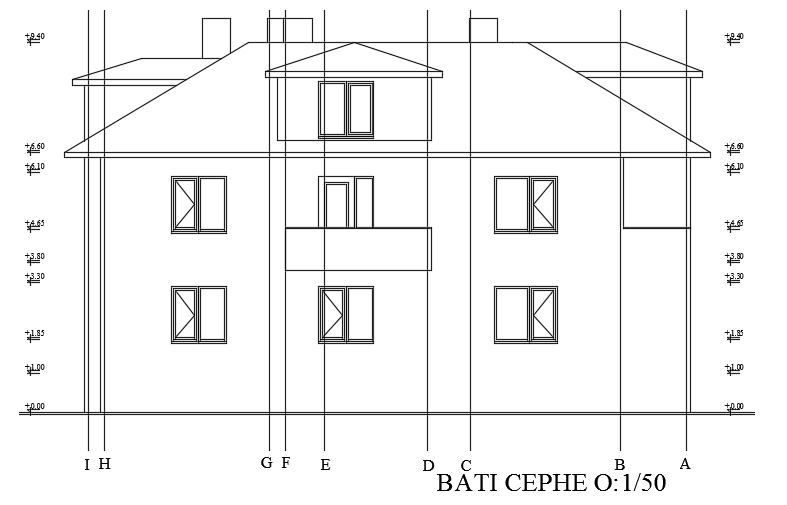 The west façade of the 9x15m house building