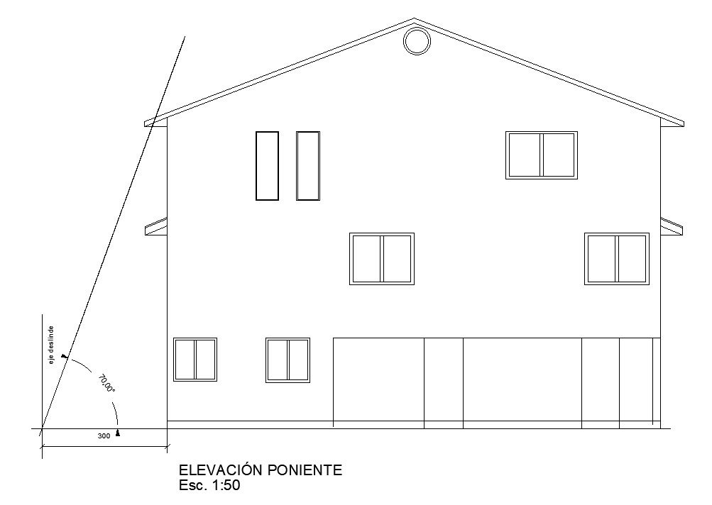 The west side elevation view of the 11x12m house building is given in this AutoCAD drawing file. Download now.
