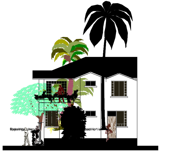 The west side elevation view of the 11x24m house building view