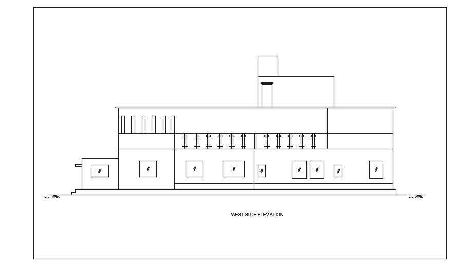 20x13m Double Story House West Side Elevation AutoCAD Drawing Layout