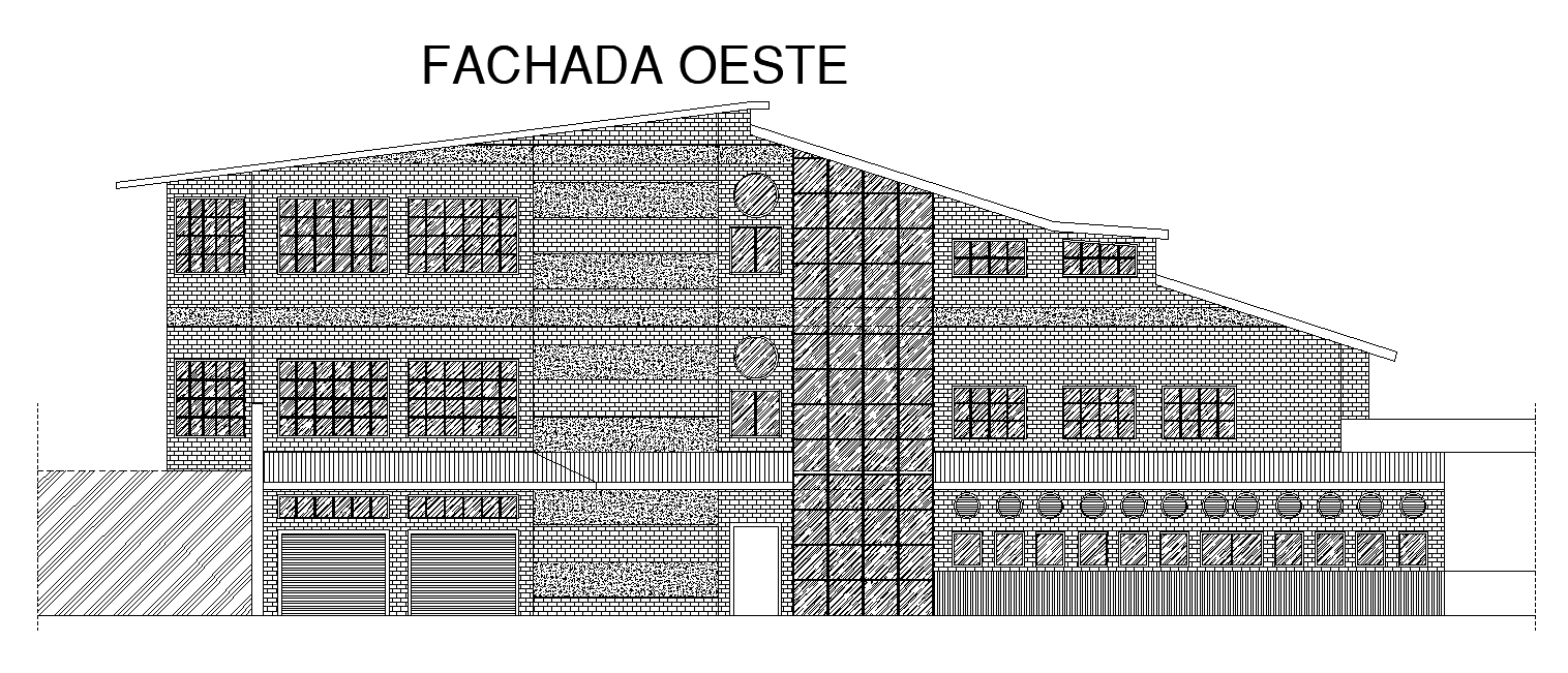 The west side elevation view of the restaurant building