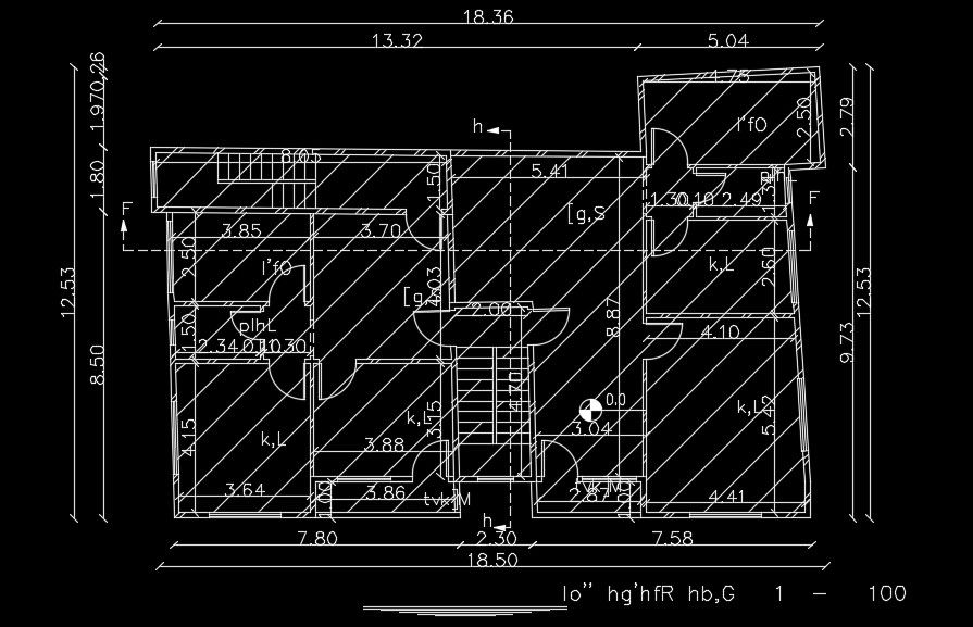 The window location detail of the 19x13m house plan