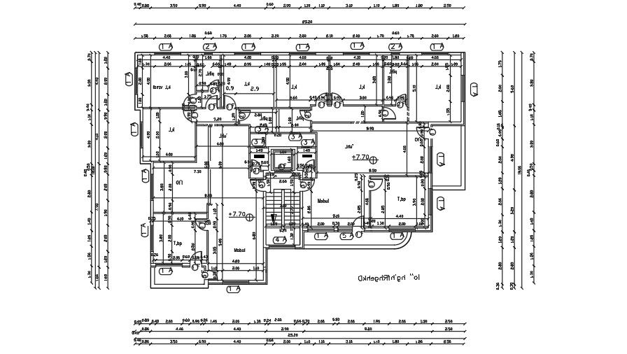 The windows and doors location detail of the 25x18m apartment plan