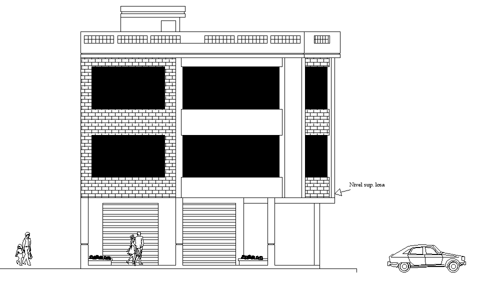 The wonderful house building elevation view is given in this Autocad drawing file. Download now.