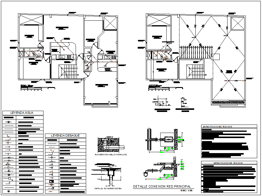 Third floor and ceiling plan with sanitary view of housing dwg file