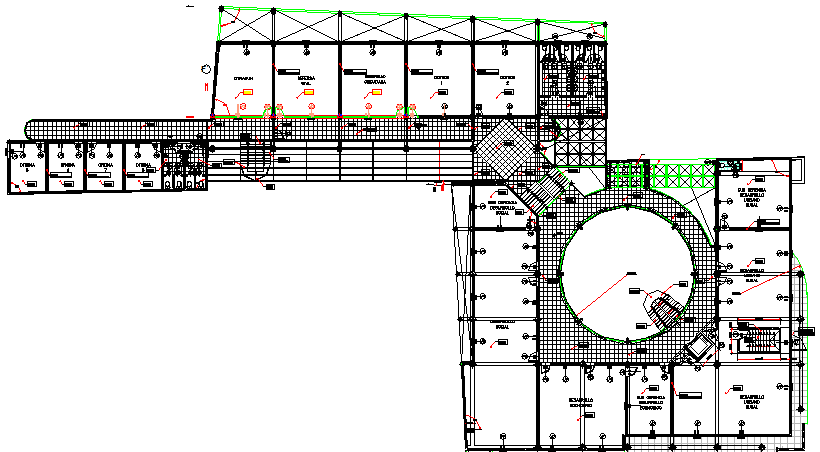 Third floor architecture layout plan of administration building dwg file