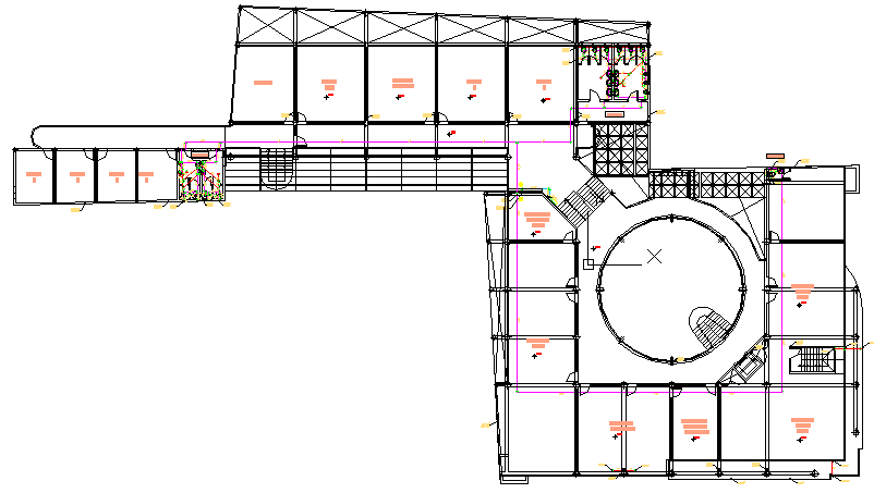 Third floor architecture layout plan of municipal office building dwg file