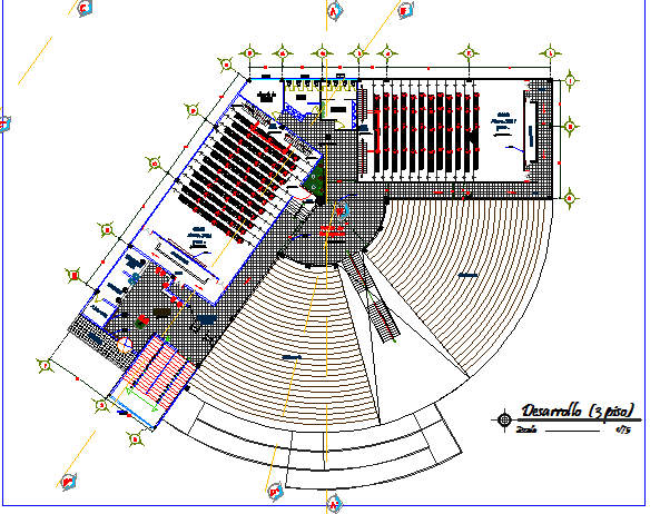 Third floor layout plan details of mini shopping mall dwg file