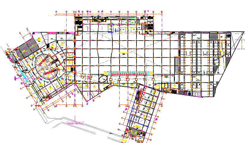 Third floor layout plan details of shopping mall dwg file
