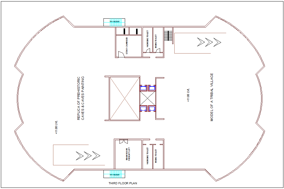 Third floor plan of heritage museum dwg file 