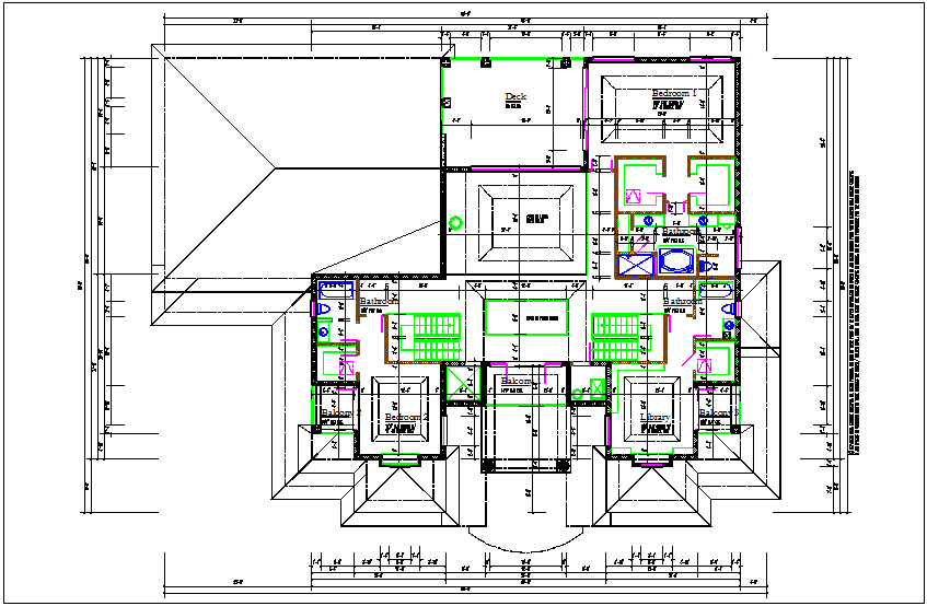 Third floor plan of house dwg file