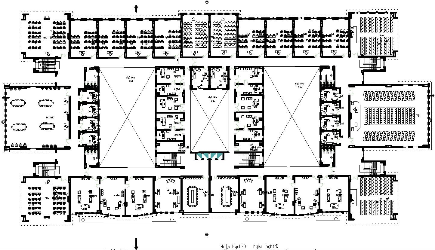 Third Floor Furniture layout of a Educational Building.