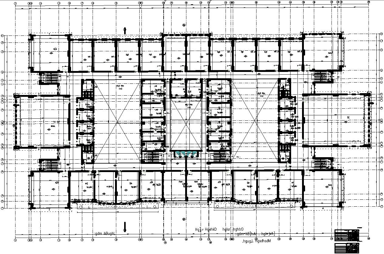 Third Floor structural Framing plan of a Educational Building.