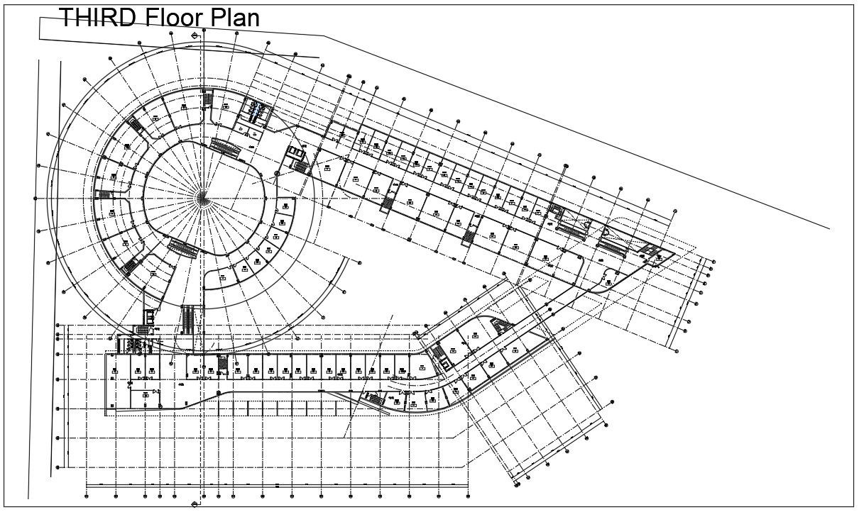 Third-floor plan drawing specified in this AutoCAD file. Download this 2d AutoCAD drawing file.