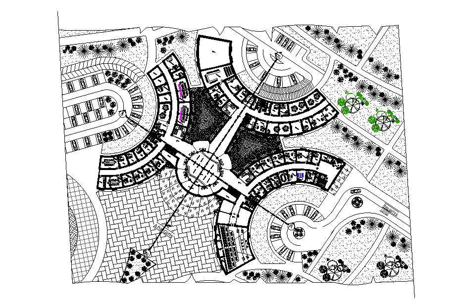 Town Planning Layout Presented in 2D AutoCAD Drawing