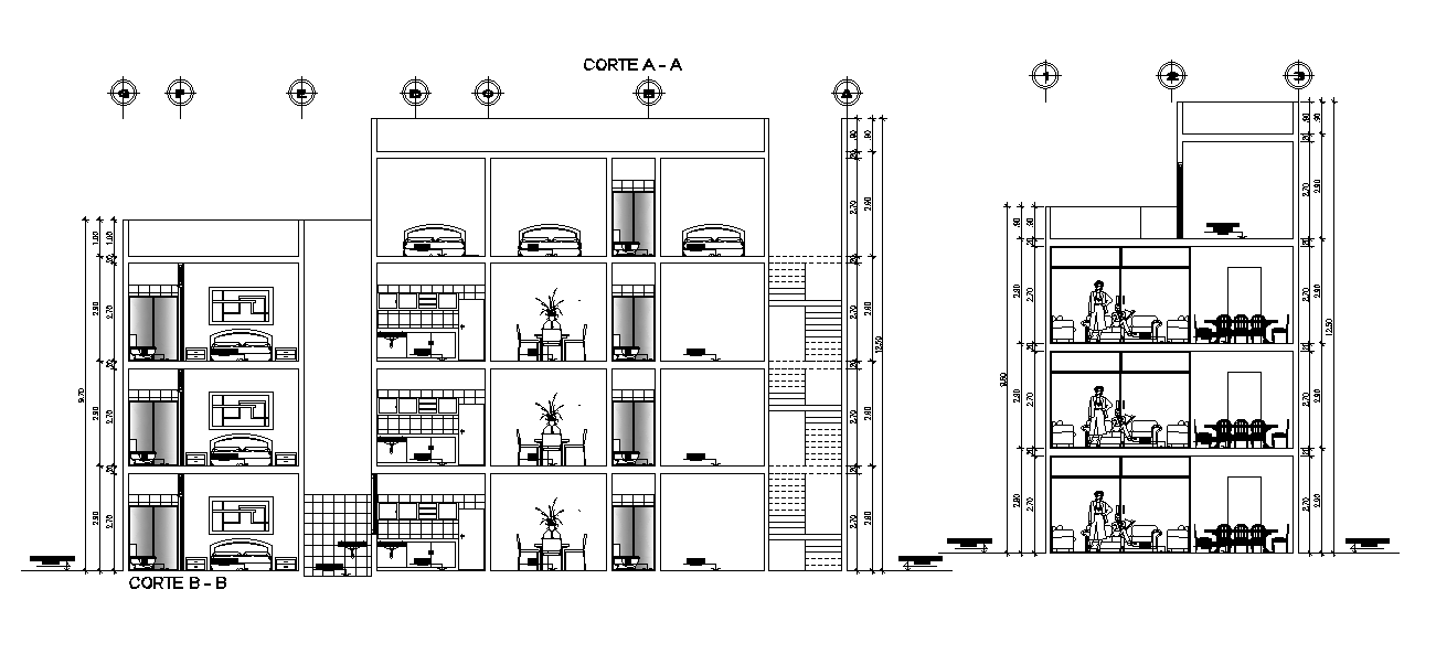 This AutoCAD drawing file presents the apartment section detail drawing. Download the AutoCAD file.