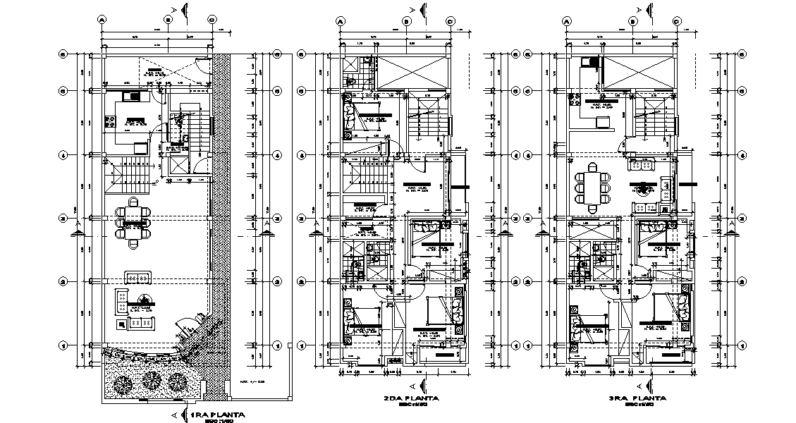 This AutoCAD drawing file stated row house floor plan detail. Download this 2d AutoCAD drawing file.