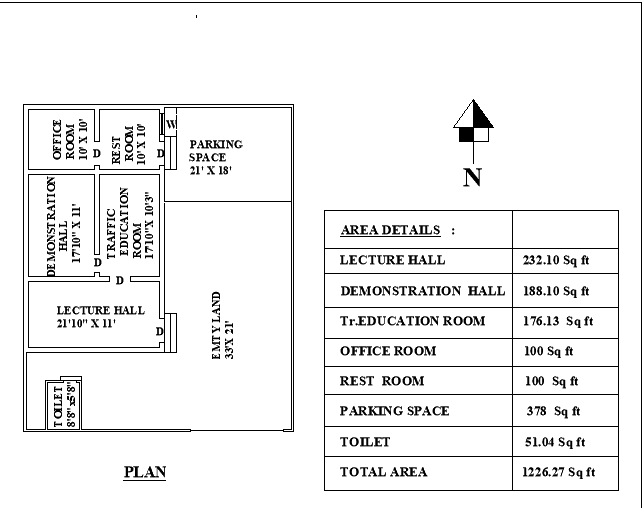 This AutoCAD file presents the floor plan of the-driving school. Download this 2d AutoCAD drawing file.