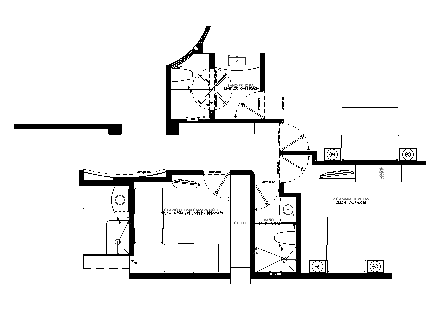 This AutoCAD file separating a 2bhk apartment detail drawing. Download this 2d AutoCAD drawing file.