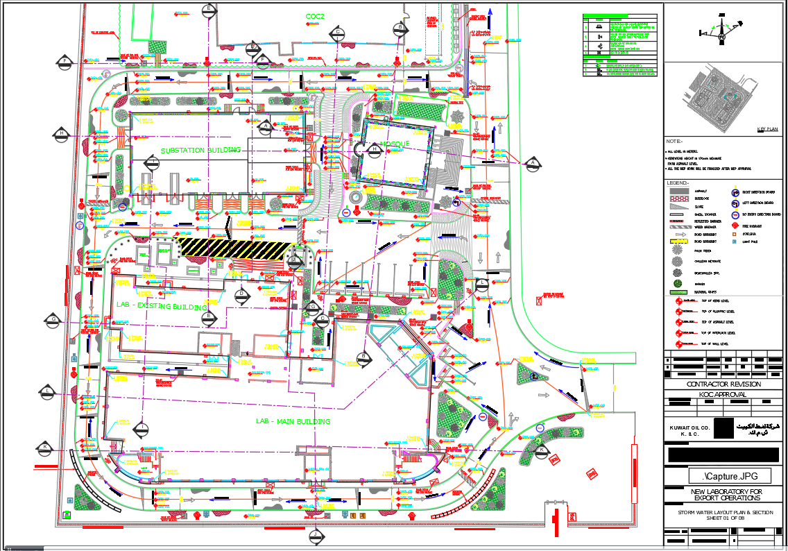 Storm Water Layout Plan and Section for Laboratory in DWG Format