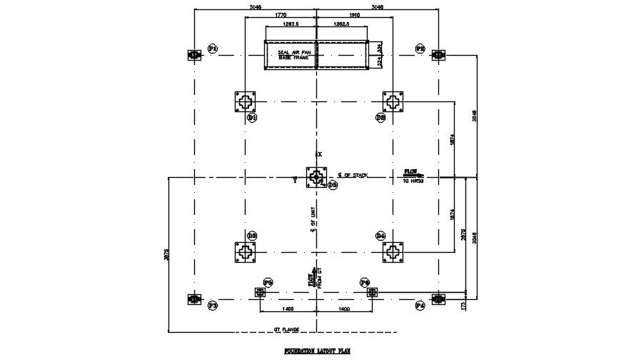 This drawing defined the foundation layout plan in this AutoCAD file. Download this 2d AutoCAD drawing file.