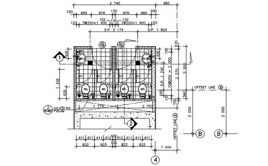 This drawing shows flooring design of toilet auto cad drawing.Download this 2d auto cad dwg drawing file.