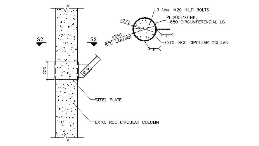 This drawing specified circular column detail in this file. Download this 2d Autocad drawing file.