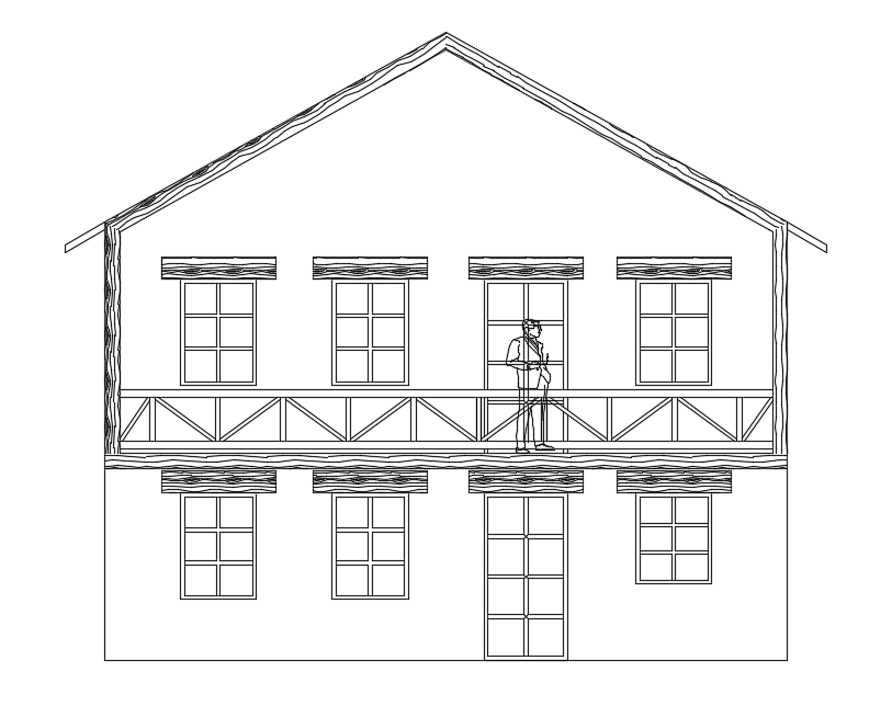 This is the front view of a 9x9m residential building view