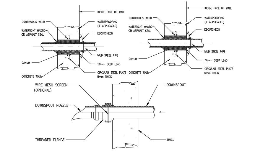 Thread flange connection AutoCAD drawing is provided