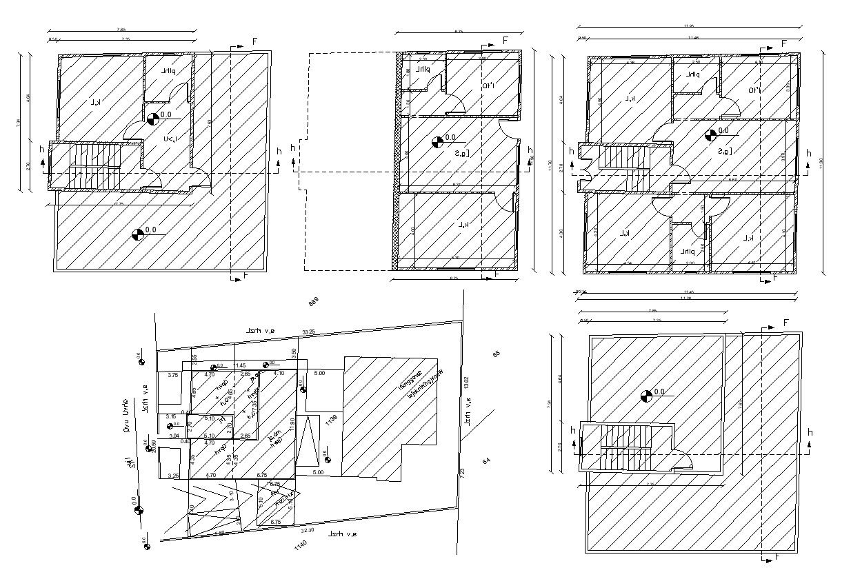 Three BHK Apartment Building Design With Terrace Floor Plan CAD