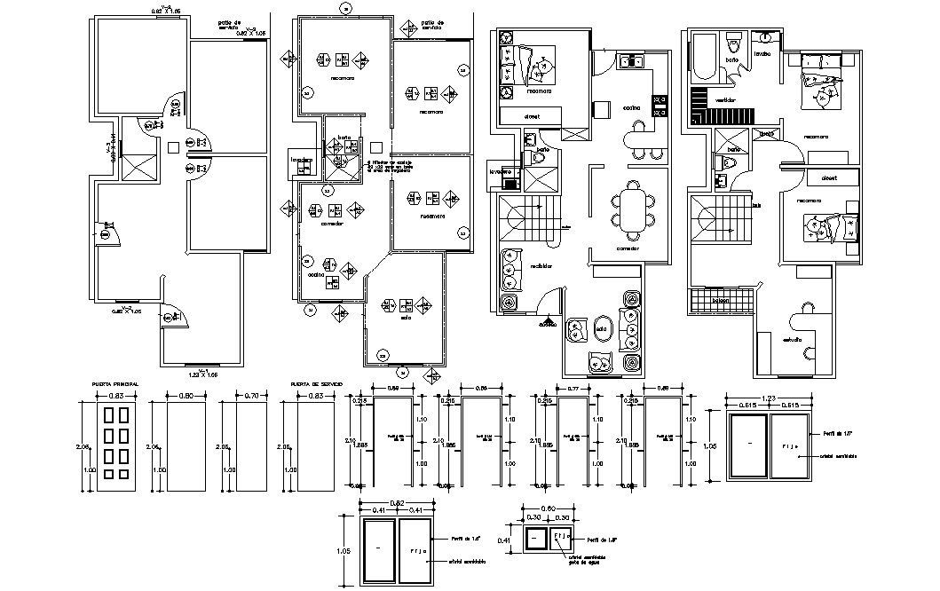 Three BHK Furnished Bungalow Layout Plan design