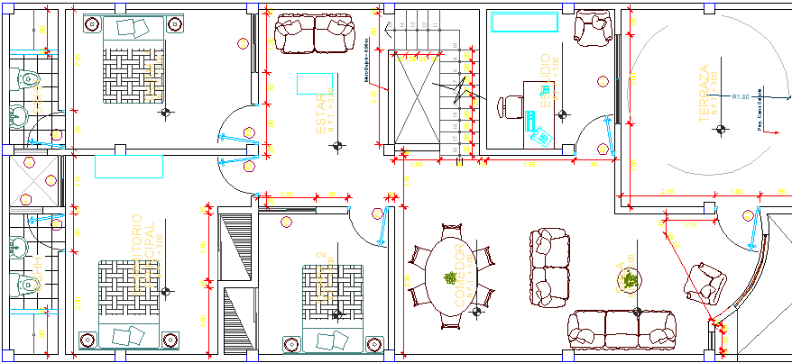 Three Flooring Residential Housing Building Structure Details dwg file