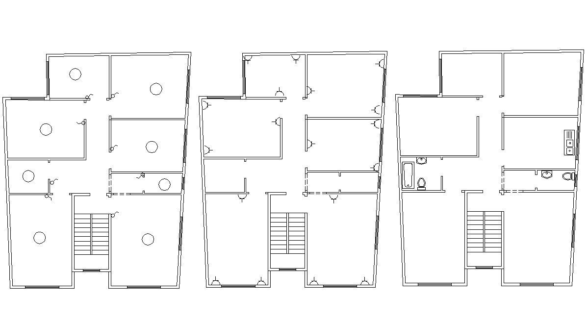 Three Floors Plan Of Modern House Architectural Design