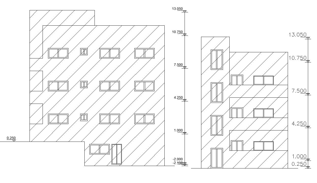 Three Story Building Elevation Of Residential House