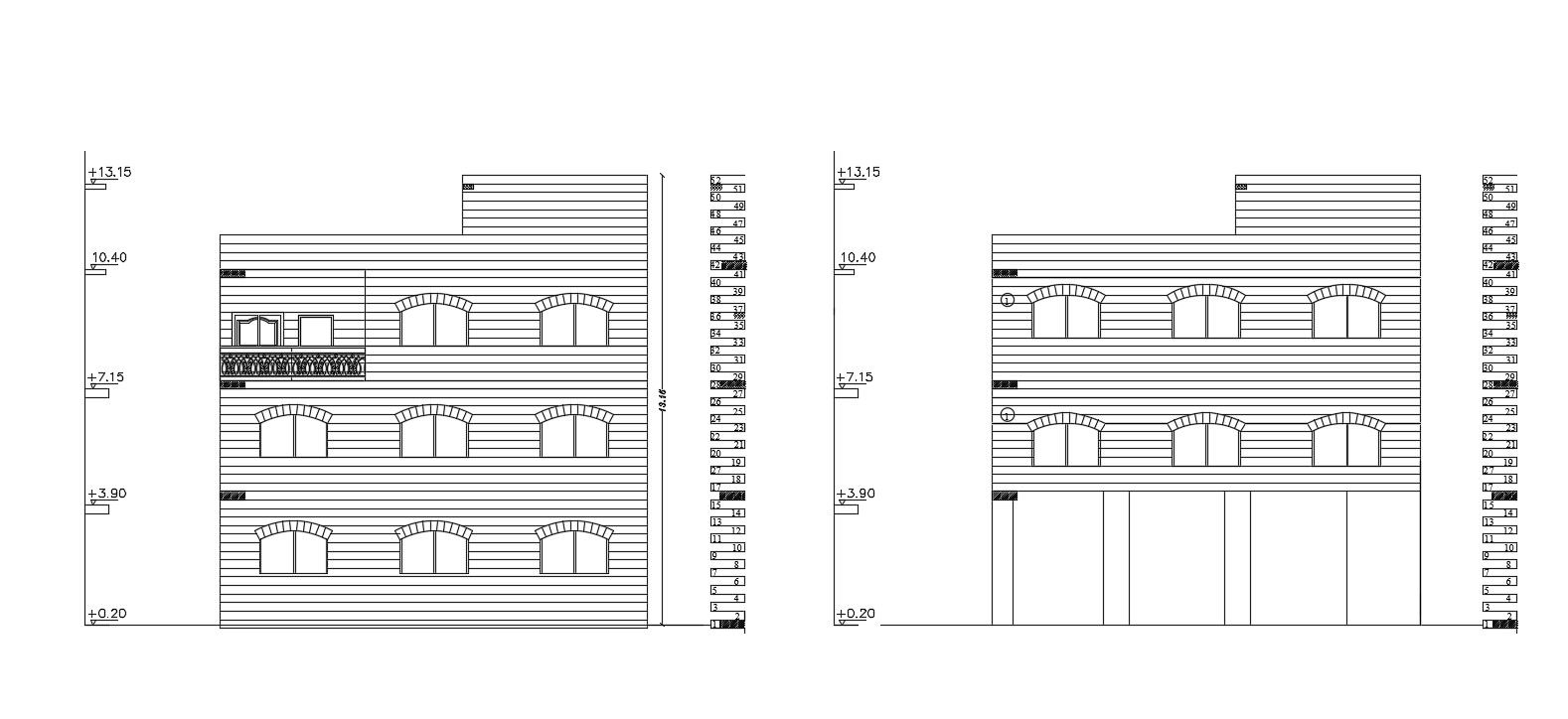 Three Story traditional Elevation Of House Building Design