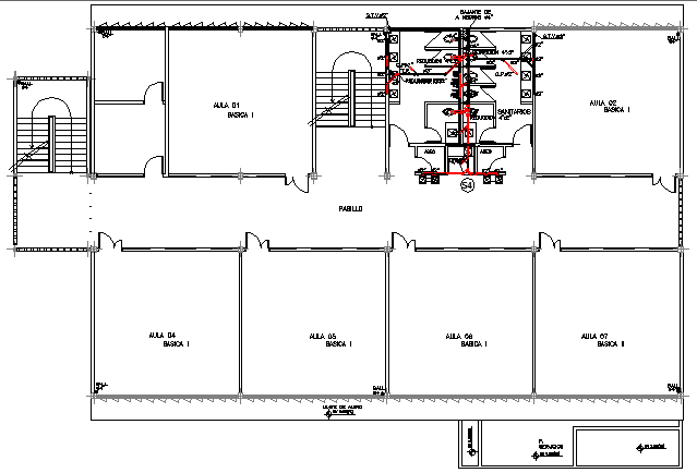 Three flooring compact school building layout plan dwg file