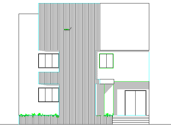 Three flooring corporate office building elevation details dwg file