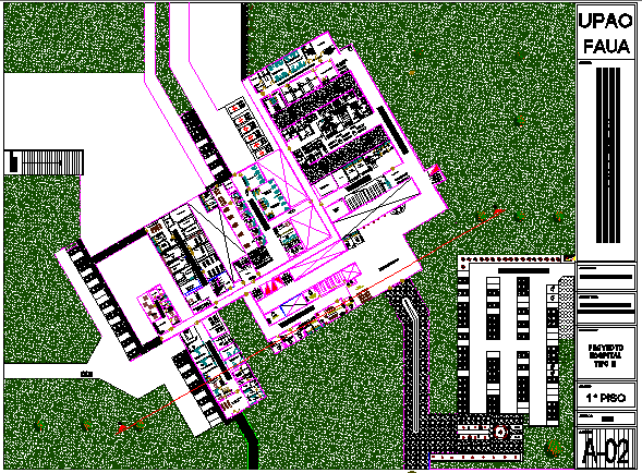 Three flooring hospital landscaping and site plan dwg file