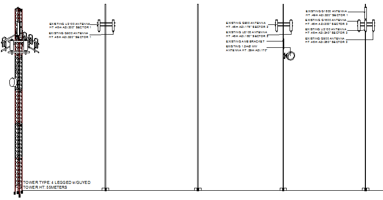 Three legged tower installation details dwg file