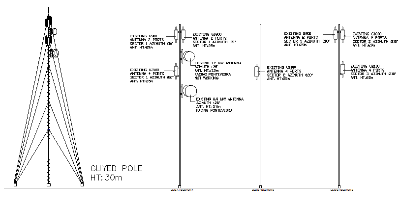 Three legged tower installation details dwg file