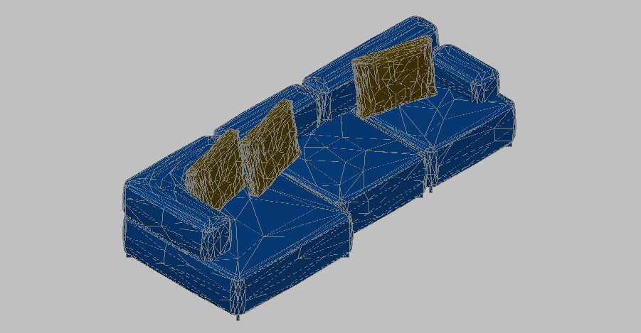Three seated sofa set 3d block cad drawing details dwg file