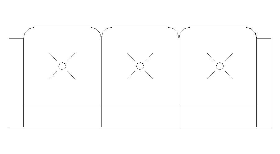 2D Elevation Blocks of Three-Seater Sofa Set in DWG file