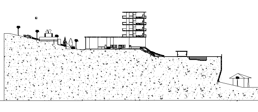 Three star hotel on mountain architecture project dwg file