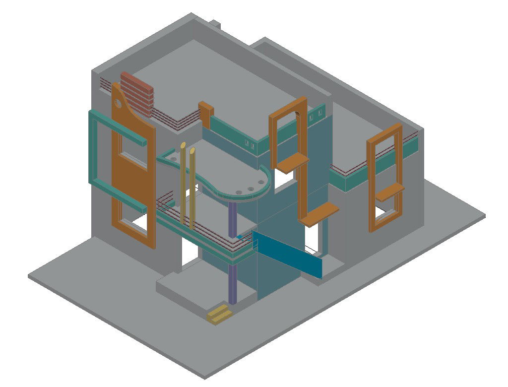Three-story dynamic bungalow 3d drawing details dwg file