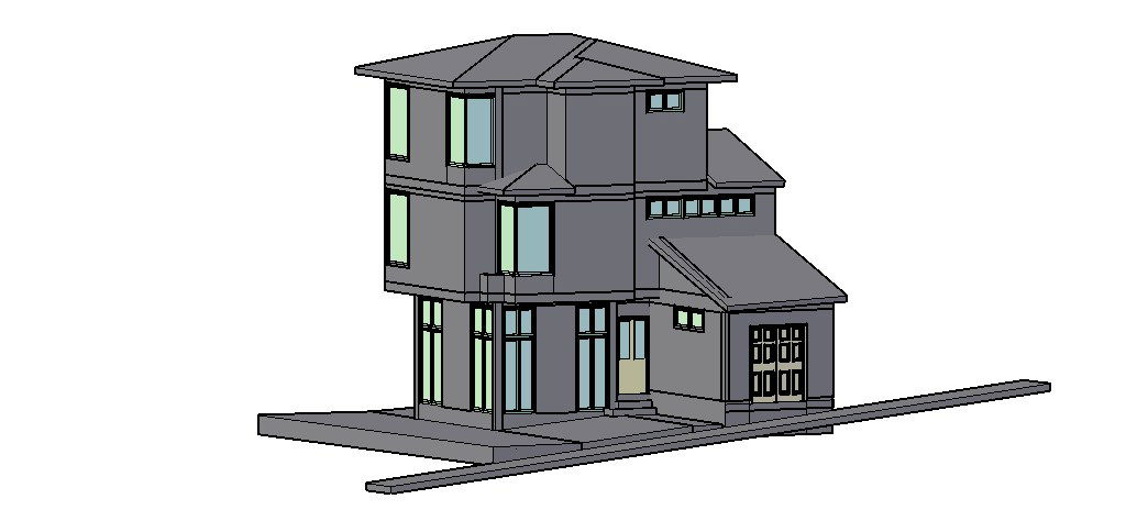 Three story one family house 3d model cad drawing details dwg file