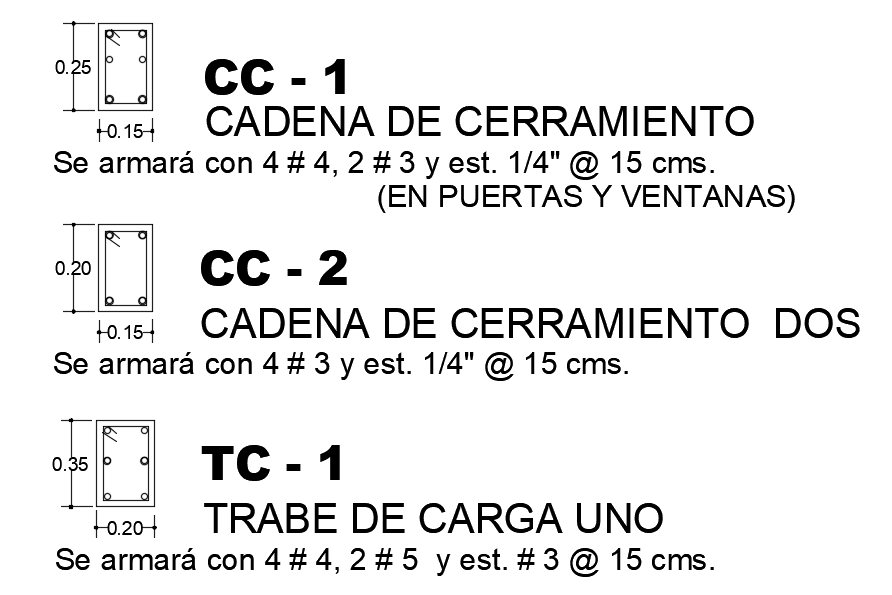 Three different size column cross section drawing is given 