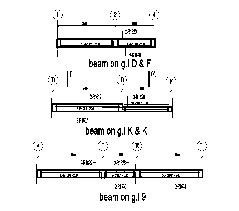 Three different sizes of beam sections are given in this Autocad drawing file.Download now.