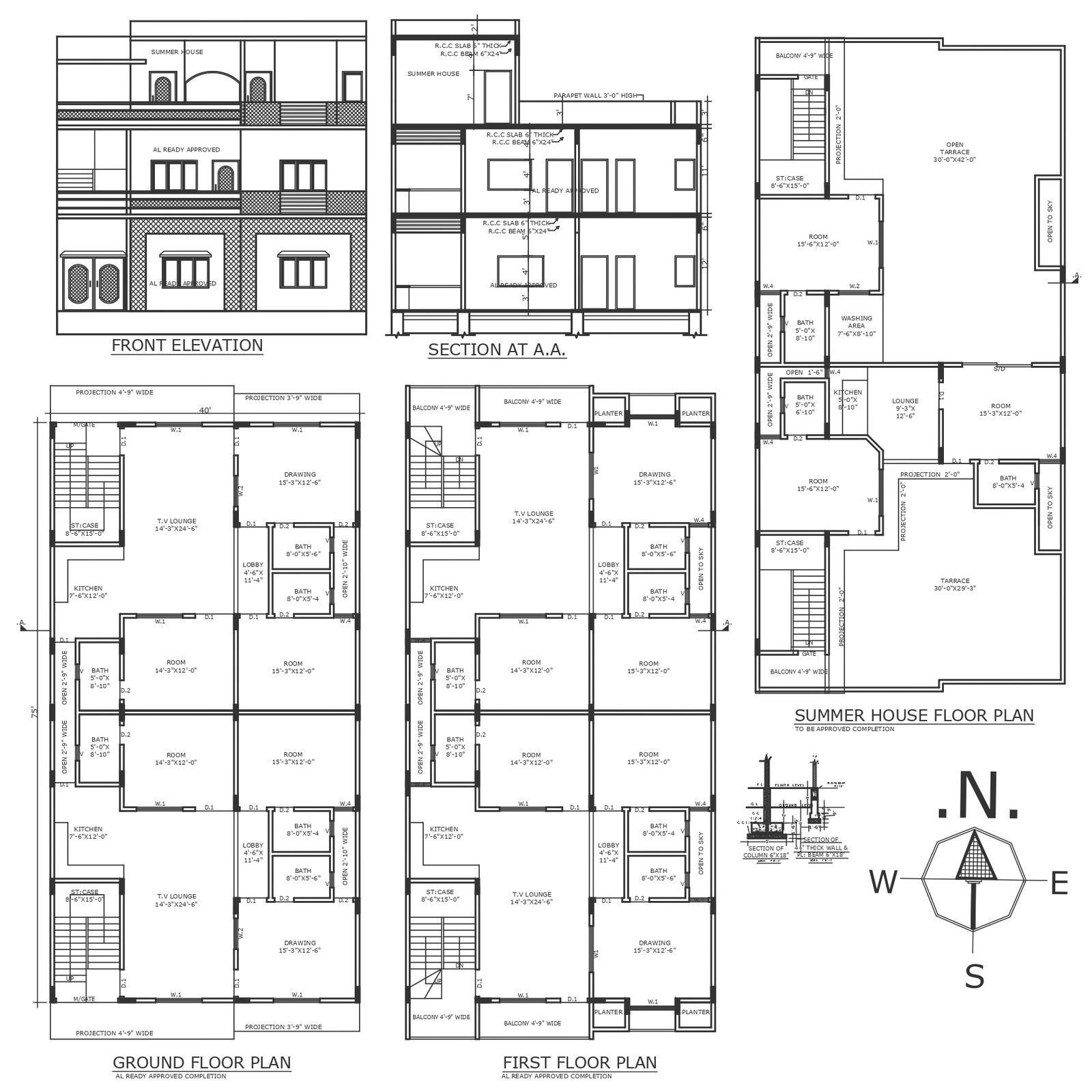 Learn About Three Storey House AutoCAD Plan on 40ftX75ft Plot