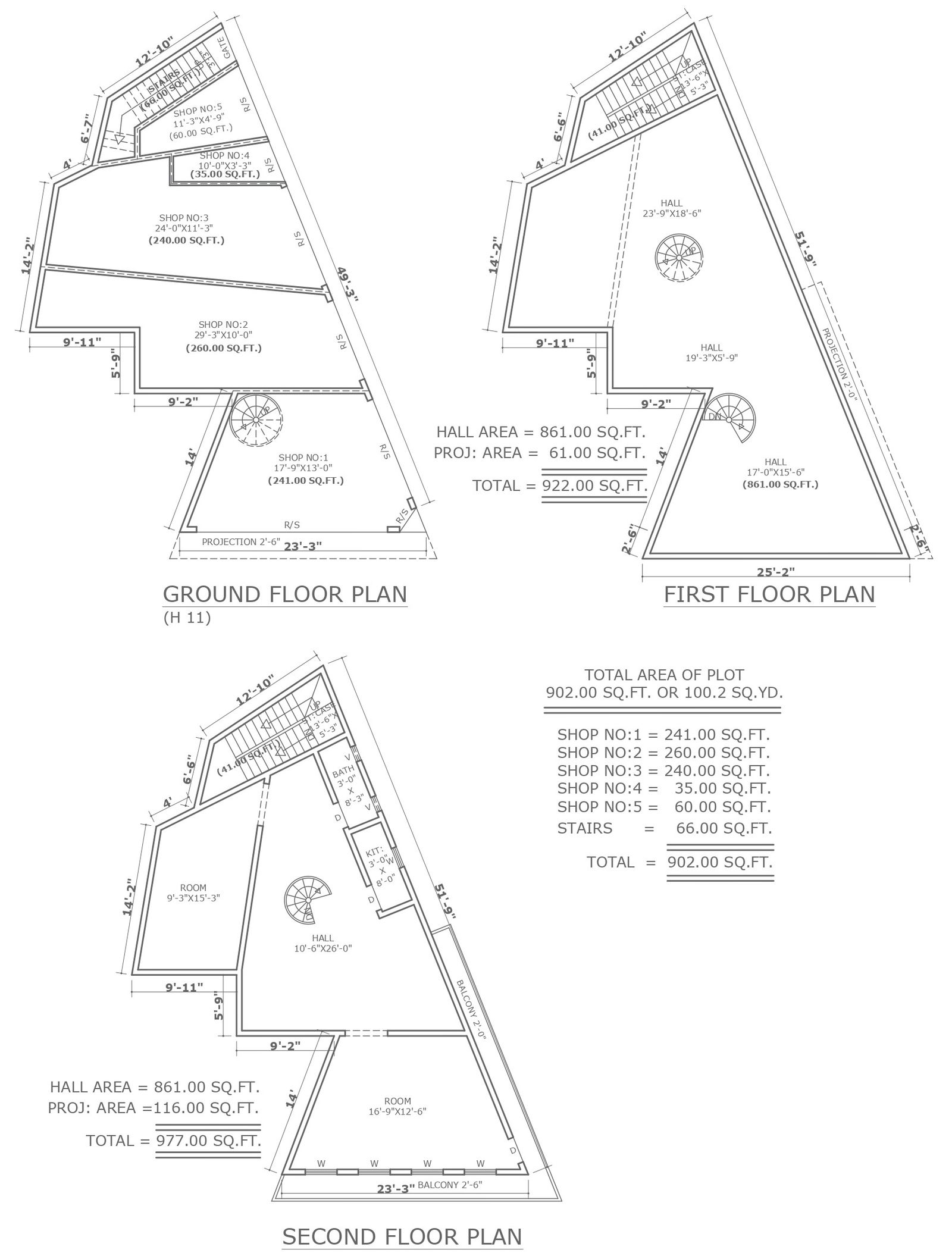 Three storey house plan with circular staircase detail DWG AutoCAD drawing